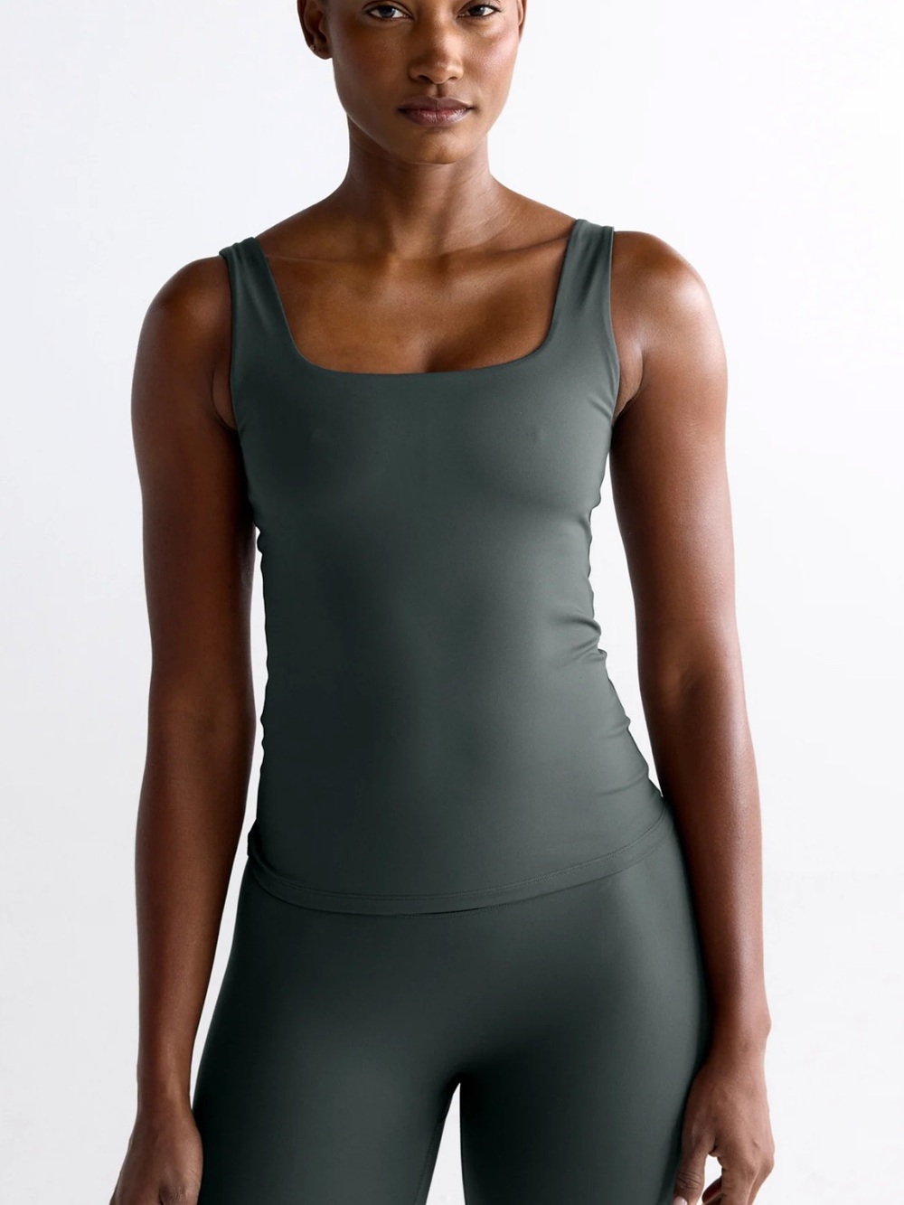 Adanola Ultimate Square-Neck Tank Top in Sea Green